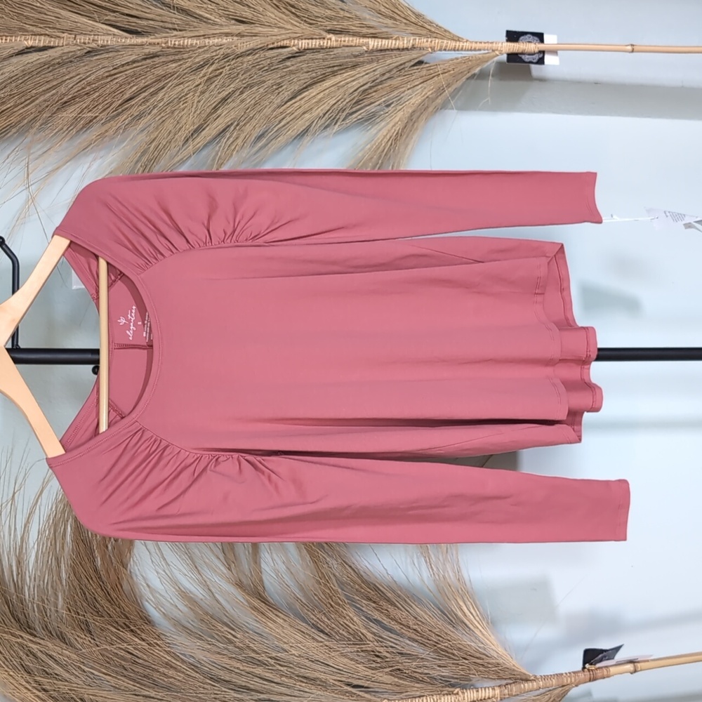 Pink Ruched Long -sleeve Top - Picture 3 of 7